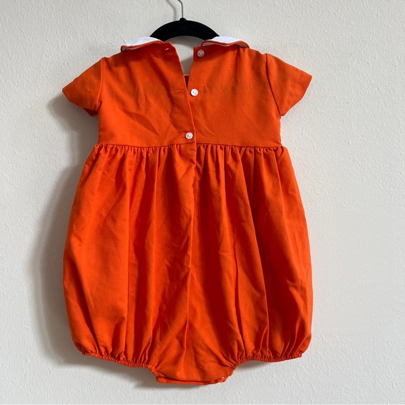 Ruth and Ralph Sz18m Baby Girls Orange Longhorn Smocked Embroidered Dress Sz18m - Picture 3 of 3